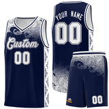 Custom Navy Personalized Cloud Pattern Sports Sets Uniform Basketball Jersey