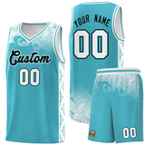 Custom Sky Blue Personalized Cloud Pattern Sports Sets Uniform Basketball Jersey