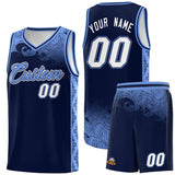 Custom Navy Personalized Cloud Pattern Sports Sets Uniform Basketball Jersey