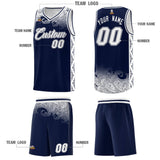 Custom Navy Personalized Cloud Pattern Sports Sets Uniform Basketball Jersey