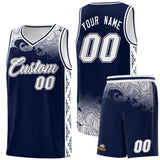 Custom Navy Personalized Cloud Pattern Sports Sets Uniform Basketball Jersey