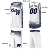 Custom White Personalized Cloud Pattern Sports Sets Uniform Basketball Jersey
