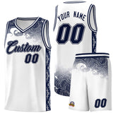 Custom White Personalized Cloud Pattern Sports Sets Uniform Basketball Jersey