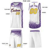 Custom White Personalized Cloud Pattern Sports Sets Uniform Basketball Jersey
