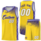Custom Gold Personalized Cloud Pattern Sports Sets Uniform Basketball Jersey