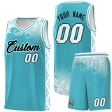 Custom Sky Blue Personalized Cloud Pattern Sports Sets Uniform Basketball Jersey