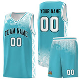Custom Sky Blue Personalized Cloud Pattern Sports Sets Uniform Basketball Jersey