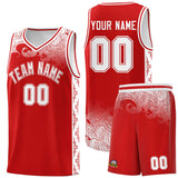 Custom Red Personalized Cloud Pattern Sports Sets Uniform Basketball Jersey