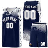 Custom Navy Personalized Cloud Pattern Sports Sets Uniform Basketball Jersey