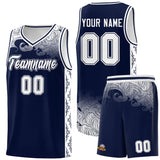 Custom Navy Personalized Cloud Pattern Sports Sets Uniform Basketball Jersey