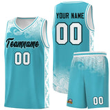 Custom Sky Blue Personalized Cloud Pattern Sports Sets Uniform Basketball Jersey