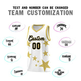 Custom White Old Gold Graffiti Pattern Star Print Basketball Jersey Sets