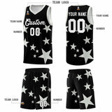 Custom Black Gray Graffiti Pattern Star Print Basketball Jersey Sets