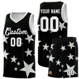 Custom Black Gray Graffiti Pattern Star Print Basketball Jersey Sets