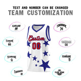 Custom White Royal Graffiti Pattern Star Print Basketball Jersey Sets
