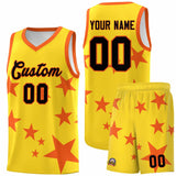 Custom Gold Orange Graffiti Pattern Star Print Basketball Jersey Sets