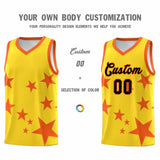 Custom Gold Orange Graffiti Pattern Star Print Basketball Jersey Sets