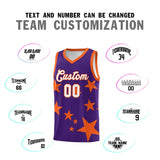 Custom Purple Orange Graffiti Pattern Star Print Basketball Jersey Sets