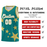 Custom Aqua Old Gold Graffiti Pattern Star Print Basketball Jersey Sets