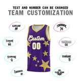 Custom Purple Old Gold Graffiti Pattern Star Print Basketball Jersey Sets
