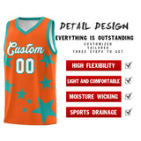 Custom Orange Aqua Graffiti Pattern Star Print Basketball Jersey Sets