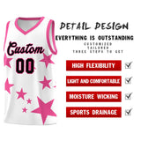 Custom White Pink Graffiti Pattern Star Print Basketball Jersey Sets
