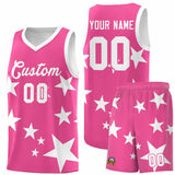 Custom Pink White Graffiti Pattern Star Print Basketball Jersey Sets