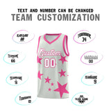 Custom Gray Pink Graffiti Pattern Star Print Basketball Jersey Sets