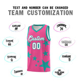 Custom Pink Aqua Graffiti Pattern Star Print Basketball Jersey Sets