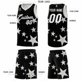 Custom Black Gray Graffiti Pattern Star Print Basketball Jersey Sets