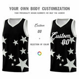 Custom Black Gray Graffiti Pattern Star Print Basketball Jersey Sets