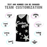 Custom Black Gray Graffiti Pattern Star Print Basketball Jersey Sets
