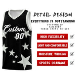 Custom Black Gray Graffiti Pattern Star Print Basketball Jersey Sets
