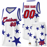 Custom White Royal Graffiti Pattern Star Print Basketball Jersey Sets