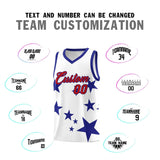 Custom White Royal Graffiti Pattern Star Print Basketball Jersey Sets