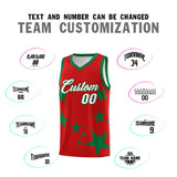 Custom Red Kelly Green Graffiti Pattern Star Print Basketball Jersey Sets