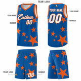 Custom Royal Orange Graffiti Pattern Star Print Basketball Jersey Sets