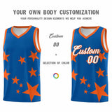 Custom Royal Orange Graffiti Pattern Star Print Basketball Jersey Sets