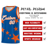 Custom Royal Orange Graffiti Pattern Star Print Basketball Jersey Sets