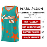 Custom Aqua Orange Graffiti Pattern Star Print Basketball Jersey Sets