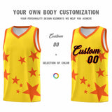 Custom Gold Orange Graffiti Pattern Star Print Basketball Jersey Sets