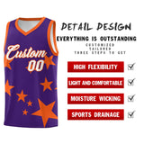 Custom Purple Orange Graffiti Pattern Star Print Basketball Jersey Sets
