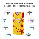 Custom Gold Red Graffiti Pattern Star Print Basketball Jersey Sets