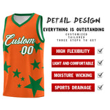 Custom Orange Kelly Green Graffiti Pattern Star Print Basketball Jersey Sets