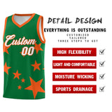Custom Kelly Green Orange Graffiti Pattern Star Print Basketball Jersey Sets