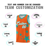 Custom Orange Aqua Graffiti Pattern Star Print Basketball Jersey Sets