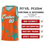 Custom Orange Aqua Graffiti Pattern Star Print Basketball Jersey Sets