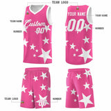 Custom Pink White Graffiti Pattern Star Print Basketball Jersey Sets