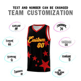 Custom Black Red Graffiti Pattern Star Print Basketball Jersey Sets