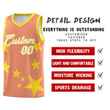 Custom Light Orange Gold Graffiti Pattern Star Print Basketball Jersey Sets